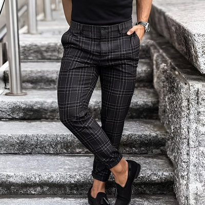 Moise™ | Elegantné pánske slim-fit nohavice s károvaným vzorom