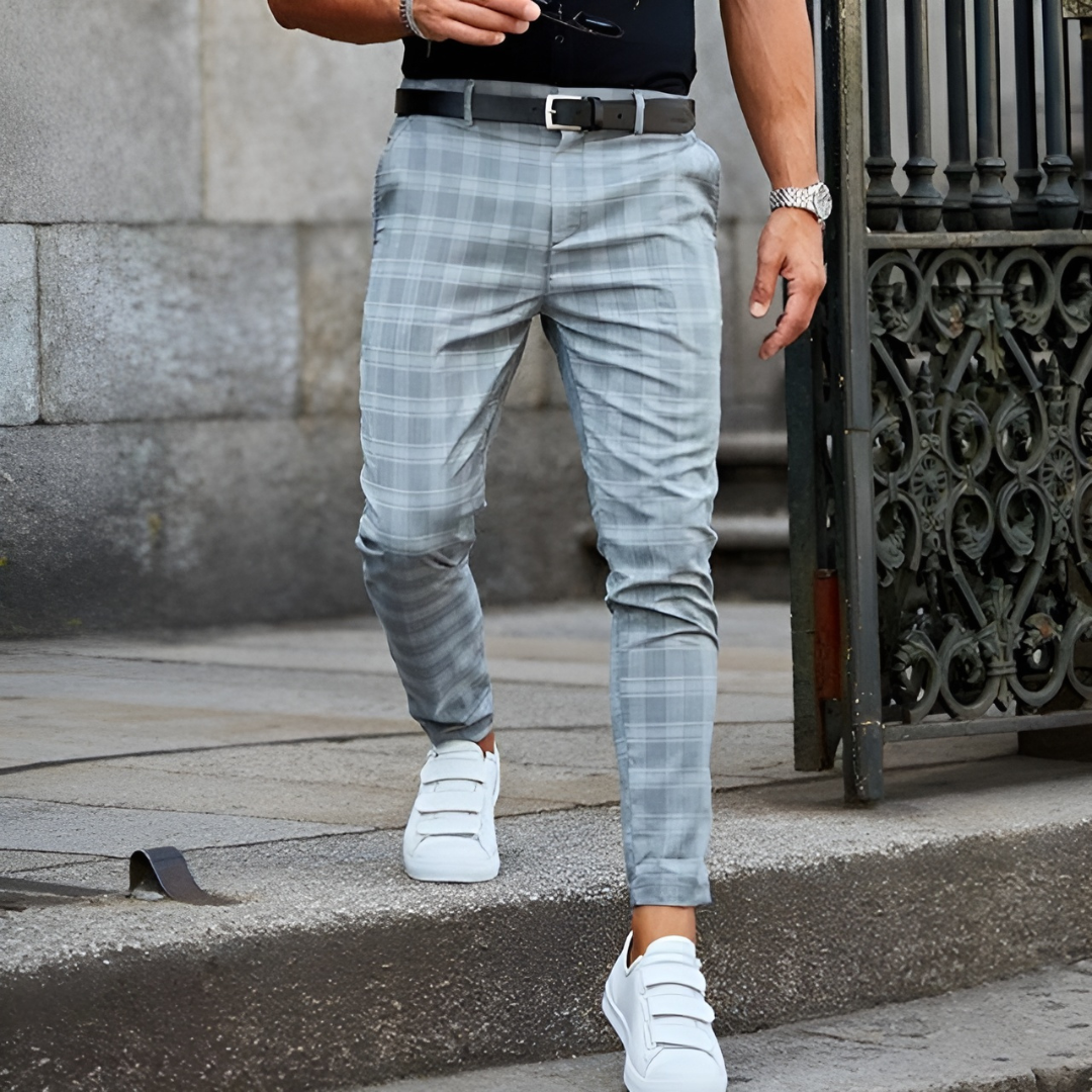 Moise™ | Elegantné pánske slim-fit nohavice s károvaným vzorom